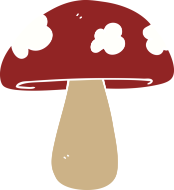 Bir insan tarafından çizilmiş düz renkli çizgi film mantarı