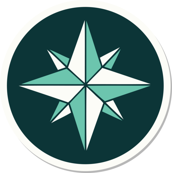 Bir insan tarafından çizilmiş geleneksel bir yıldız stiliyle dövme çıkartması.