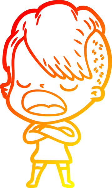 Bir insan tarafından çizilmiş havalı bir hippi kızın sıcak çizgi çizimi.