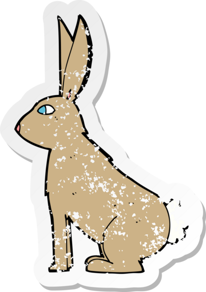 Bir insan tarafından çizilmiş karikatür tavşanın gerilmiş yapıştırması.