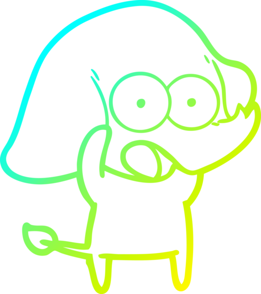 Bir insan tarafından çizilmiş şirin bir filin soğuk gradyan çizgisi