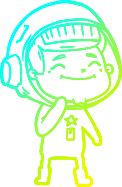 Bir insan tarafından çizilmiş mutlu bir astronotun soğuk gradyan çizimi.