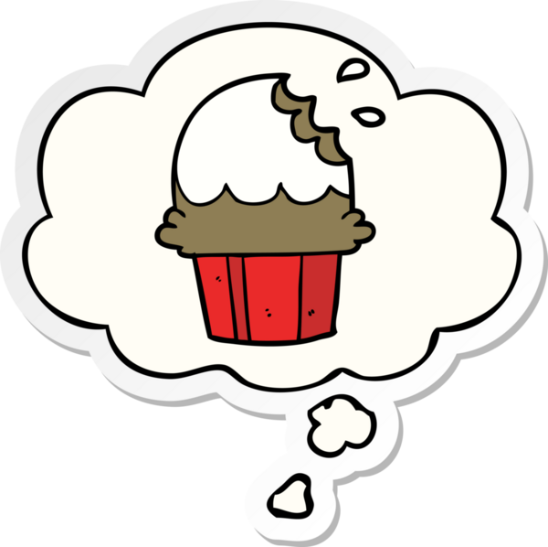 İnsan tarafından çizilmiş bir çıkartma olarak düşünce baloncuklu çizgi film keki.