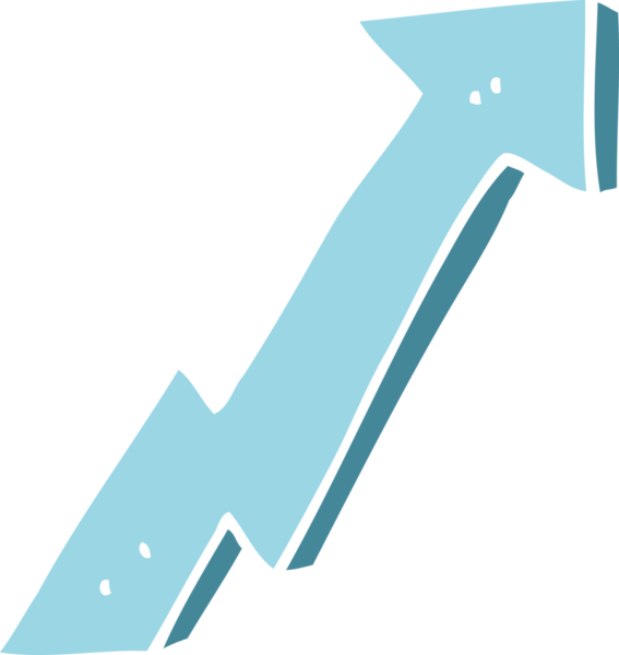 düz renk çizgi film pozitif büyüme oku bir insan tarafından çizildi