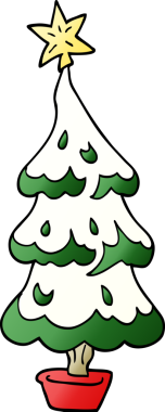 Bir insan tarafından çizilmiş karlı Noel ağacı.