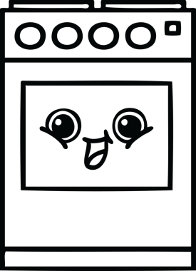 Bir insan tarafından çizilmiş bir mutfak fırınının çizgi çizimi