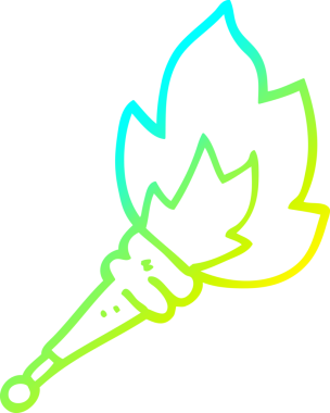 Bir insan tarafından çizilen yanan bir meşalenin soğuk gradyan çizgisi.