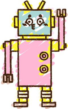 Bir insan tarafından çizilen robot tebeşiri.