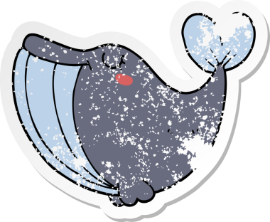 Bir insan tarafından çizilmiş karikatür balinasının sıkıntılı çıkartması.