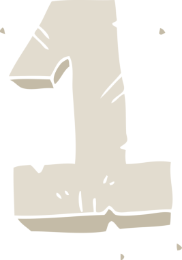 Bir insan tarafından çizilmiş bir numaralı taşın düz renk çizimi