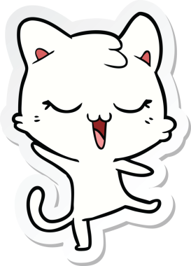 Bir insan tarafından çizilmiş çizgi film kedisinin çıkartması.