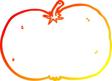 Bir insan tarafından çizilmiş bir domatesin sıcak gradyan çizimi