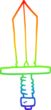 gökkuşağı gradyan çizgi çizimi bir insan tarafından çizilmiş bir hançer