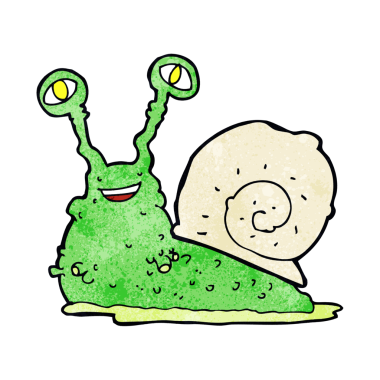 bir insan tarafından çizilmiş karikatür salyangozu