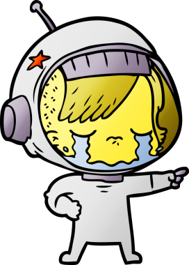 Bir insan tarafından çizilmiş ağlayan astronot kız.