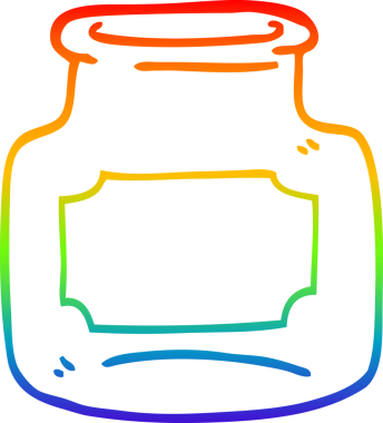 gökkuşağı gradyan çizgi çizimi bir insan tarafından çizilmiş boş bir kavanoz