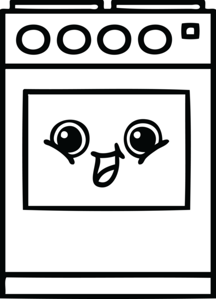 Bir insan tarafından çizilmiş bir mutfak fırınının çizgi çizimi