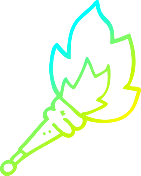 Bir insan tarafından çizilen yanan bir meşalenin soğuk gradyan çizgisi.