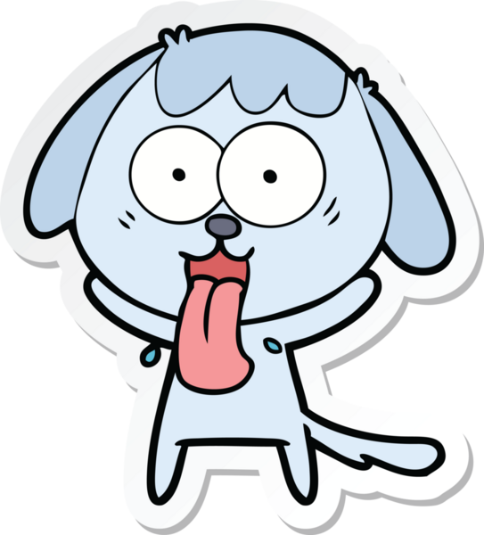 Bir insan tarafından çizilmiş şirin bir köpeğin çıkartması.