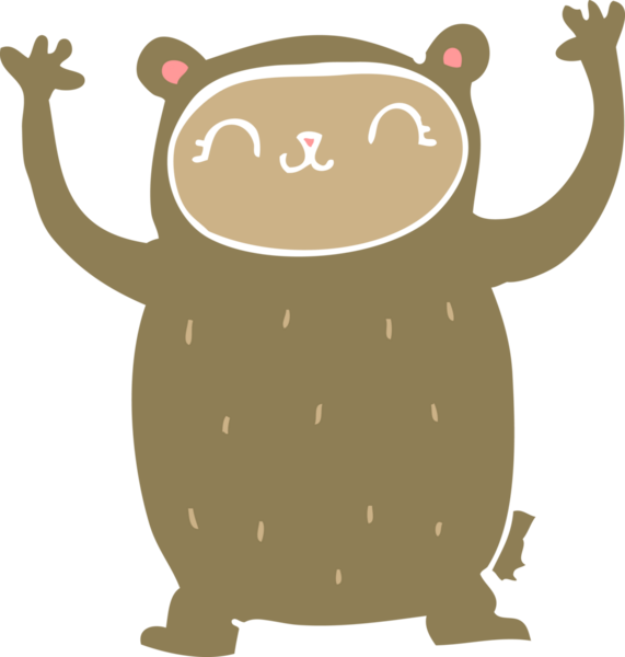 Bir insan tarafından çizilmiş şirin düz renkli çizgi film ayısı.