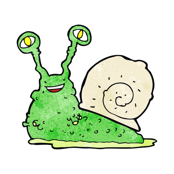 bir insan tarafından çizilmiş karikatür salyangozu