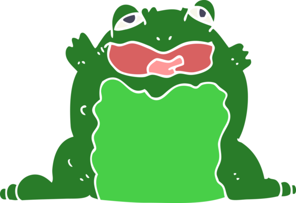 Bir insan tarafından çizilmiş düz renk çizgi film karakurbağası