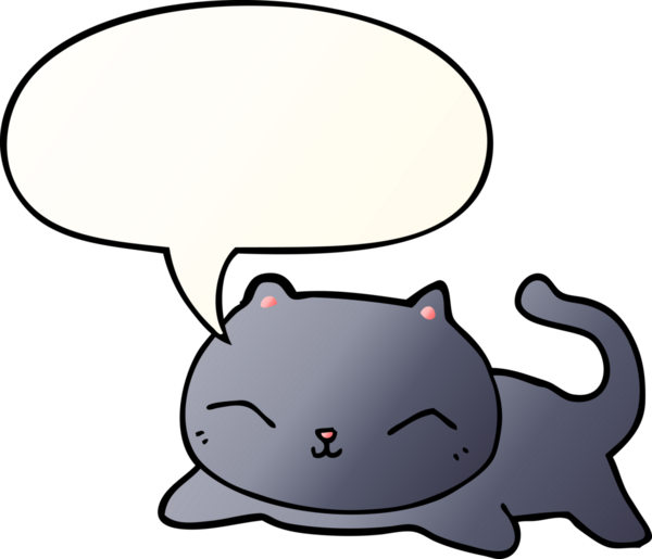 bir insan tarafından çizilmiş yumuşak eğimli konuşma baloncuklu çizgi film kedisi