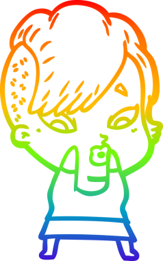 gökkuşağı gradyanı çizimi bir çizgi film kızı şaşırttı bir insan tarafından çizildi