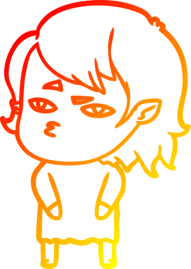 Bir insan tarafından çizilmiş bir vampir kız çizgi çizimi.