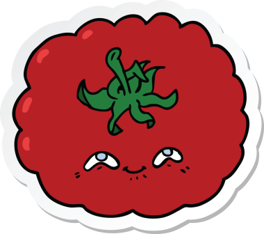 Bir insan tarafından çizilmiş bir domates etiketi.