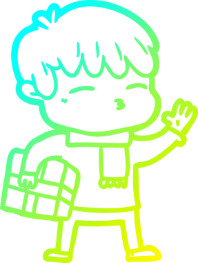 Bir çizgi film karakteri çizen soğuk gradyan bir insan tarafından çizilmiş meraklı çocuk.