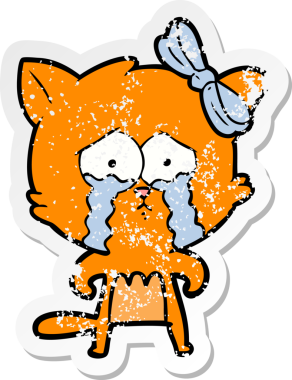 Bir insan tarafından çizilmiş karikatür bir kedinin sıkıntılı çıkartması.