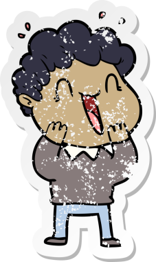 Bir insan tarafından çizilmiş mutlu bir adamın sıkıntılı çıkartması.