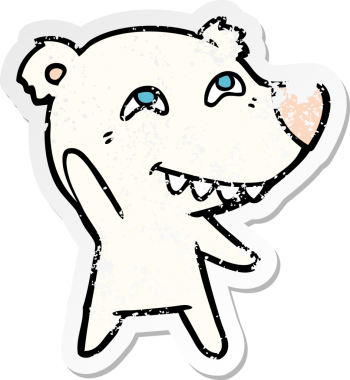 Bir insan tarafından çizilmiş kutup ayısının sıkıntılı çıkartması.