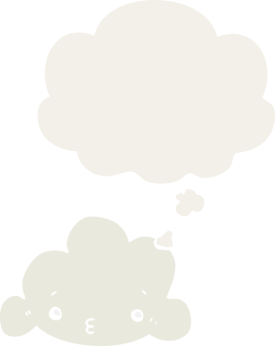 Düşünce baloncuğu olan karikatür bulutu insan tarafından çizilmiş.