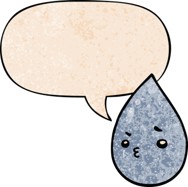 bir insan tarafından çizilmiş eski moda konuşma baloncuklu şirin yağmur damlası.