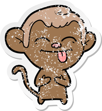 Bir insan tarafından çizilmiş komik bir maymunun sıkıntılı çıkartması.