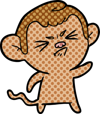 Bir insan tarafından çizilmiş kızgın maymun çizgi filmi.