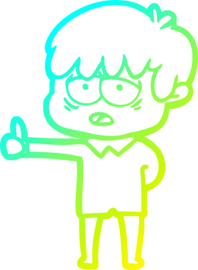 Bir insan tarafından çizilmiş, bitkin bir çocuğun soğuk çizgi çizimi.