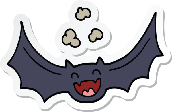 Bir insan tarafından çizilmiş karikatür yarasasının çıkartması.