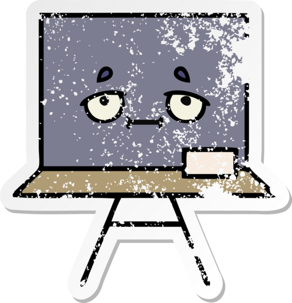 Sevimli bir karikatür tahtası insan tarafından çizilmiş sıkıntılı bir çıkartma.