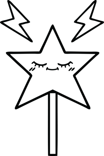 Bir insan tarafından çizilmiş sihirli bir değnek çizimi.