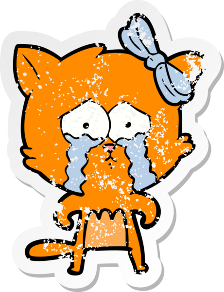 Bir insan tarafından çizilmiş karikatür bir kedinin sıkıntılı çıkartması.