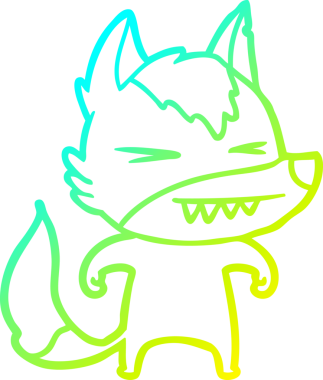 Bir insan tarafından çizilmiş kızgın bir kurt çizgi filmi.