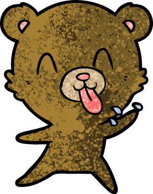 Bir insan tarafından çizilmiş kaba çizgi film ayısı.