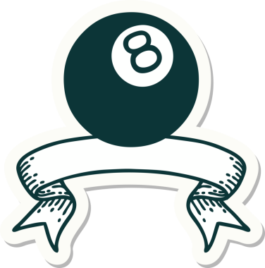 Bir insan tarafından çizilmiş 8 toplu dövme stili etiketi