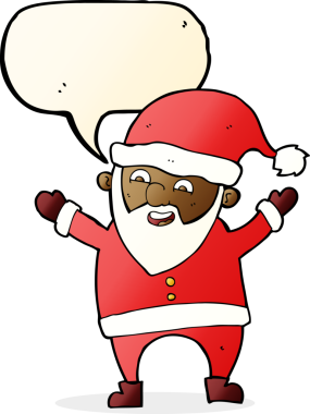 Bir insan tarafından çizilmiş konuşma balonlu Noel Baba çizgi filmi.