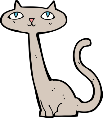 Bir insan tarafından çizilmiş çizgi film kedisi.