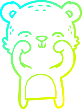 Bir insan tarafından çizilen mutlu çizgi film ayısının soğuk gradyan çizgisi.