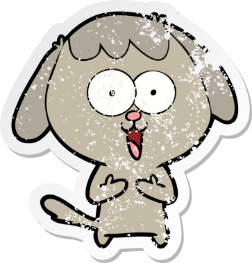 Bir insan tarafından çizilmiş şirin bir köpeğin sıkıntılı çıkartması.